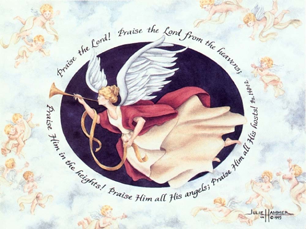 Angel watercolor painting by Julie Hammer, artist