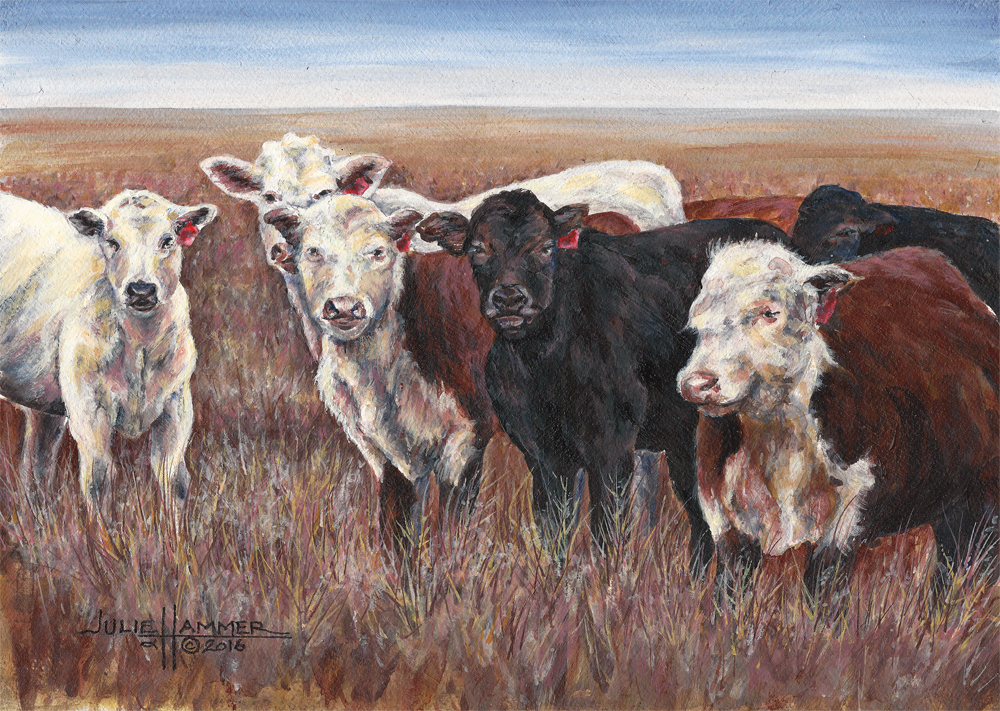 Cattle Herd acrylic painting by Julie Hammer, artist