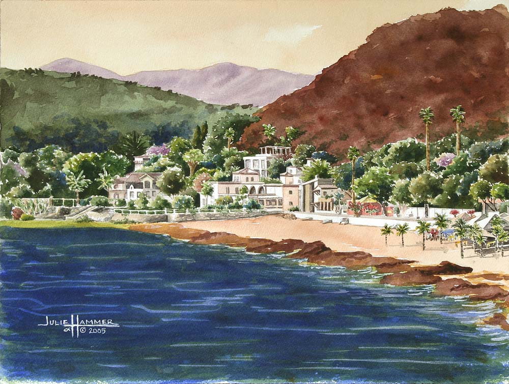 Chapala, Mexico watercolor painting by Julie Hammer, artist