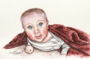 Jude watercolor painting by Julie Hammer, artist