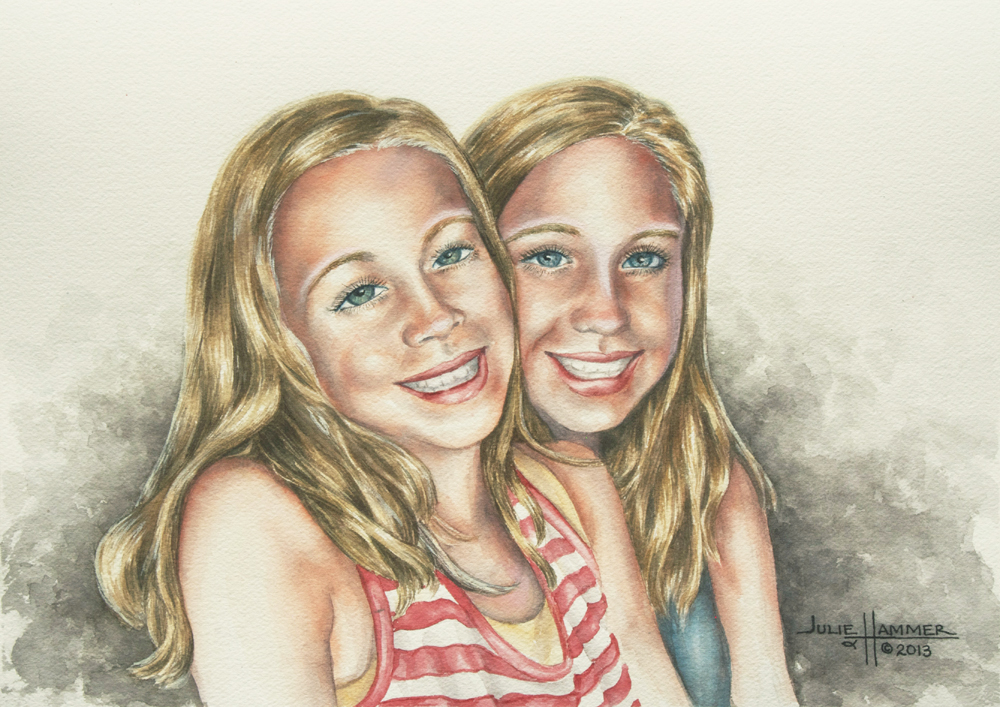 Karli & Elise watercolor painting by Julie Hammer, artist