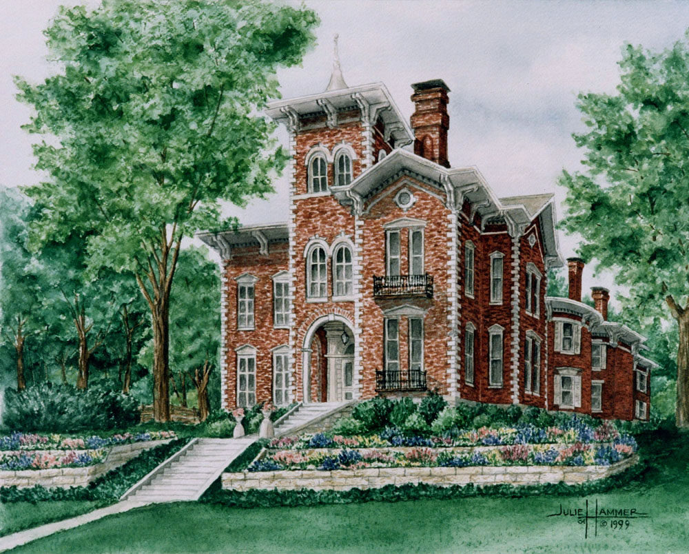 Mansion watercolor painting by Julie Hammer, artist