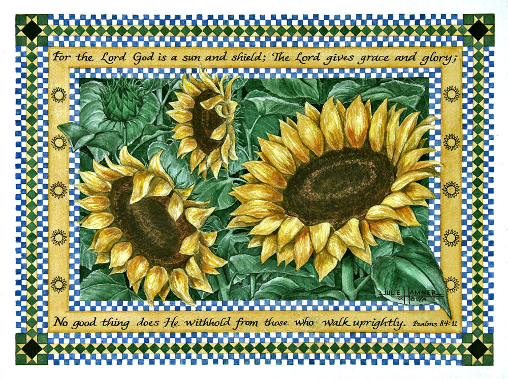 Sunflowers watercolor painting by Julie Hammer, artist
