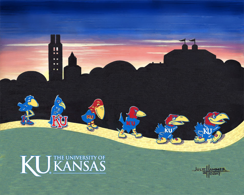 March of the Jayhawks acrylic painting by Julie Hammer, artist