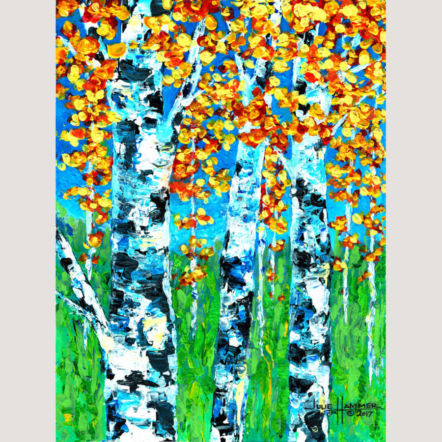 Autumn Birch Trees acrylic painting by Julie Hammer, artist