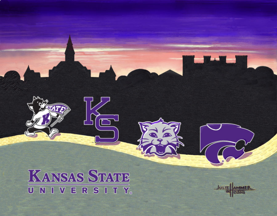 KSU March of the Wildcats acrylic painting by Julie Hammer, artist