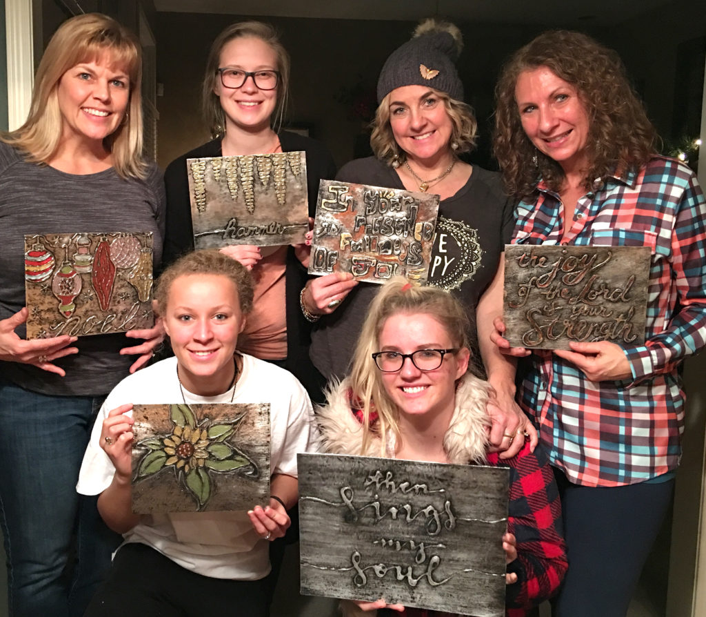 Family craft- gals with our foil relief wall art
